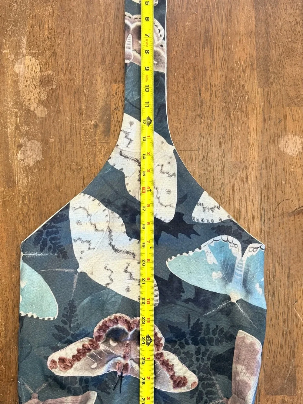 Butterfly Print Hobo Bag in Teal and Cream
